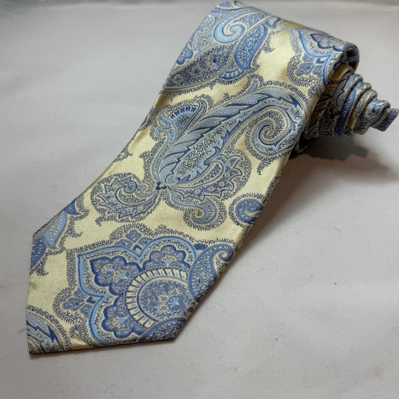 Twillory Other - Twill Silk Tie Yellow Blue Paisley Classic Mens Necktie Statement Formal Luxury